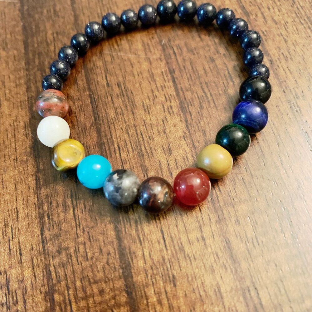 Stone Yoga Bracelet with Planets of Solar System